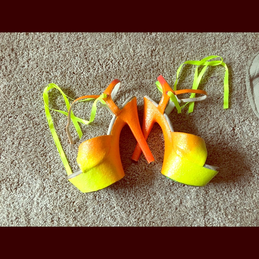 pleaser heels custom neon glitter